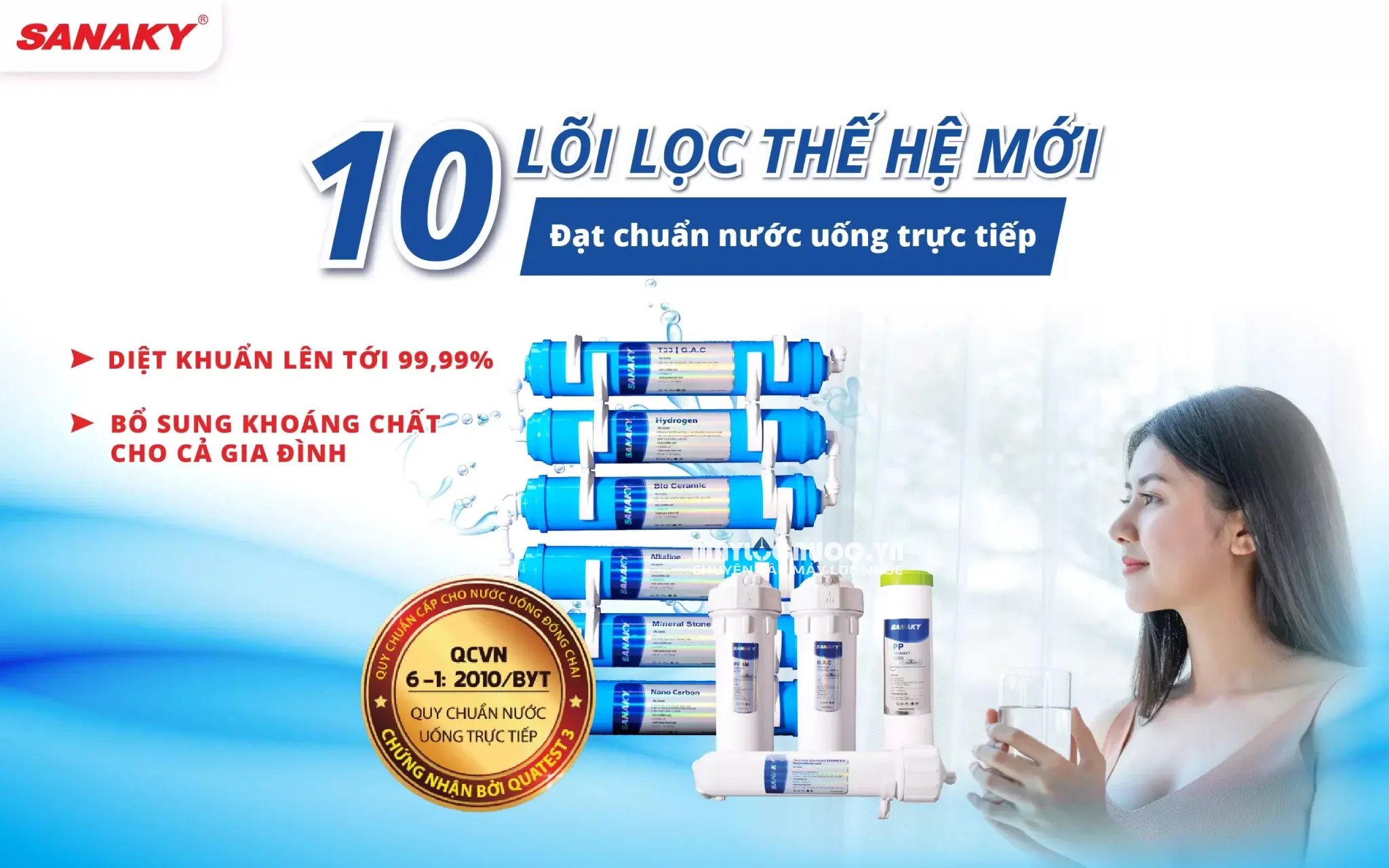 Máy lọc nước Sanaky Slim VH-3210VD - 10 cấp lọc