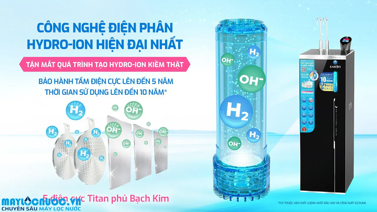 Máy lọc nước nóng lạnh Hydro-ion kiềm Karofi KAE-S86 PRO