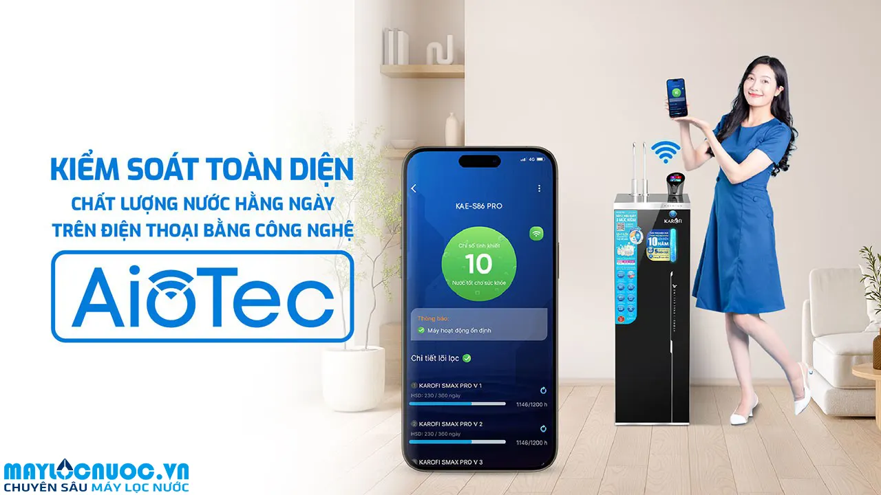 Máy lọc nước nóng lạnh Hydro-ion kiềm Karofi KAE-S86 PRO