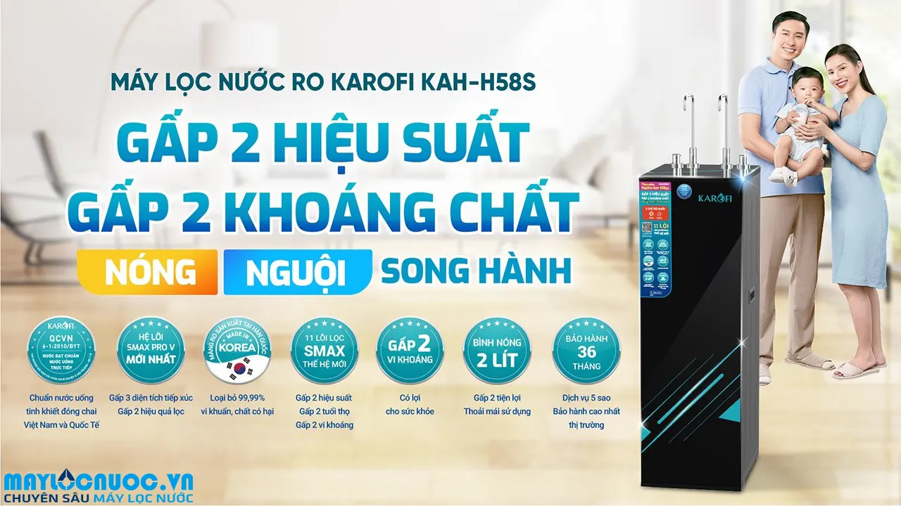 Máy lọc nước nóng nguội Karofi KAH-H58S
