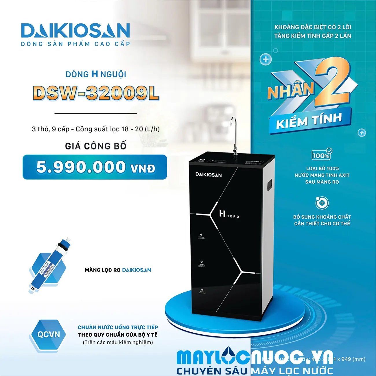 Máy lọc nước Daikiosan DSW-32009L