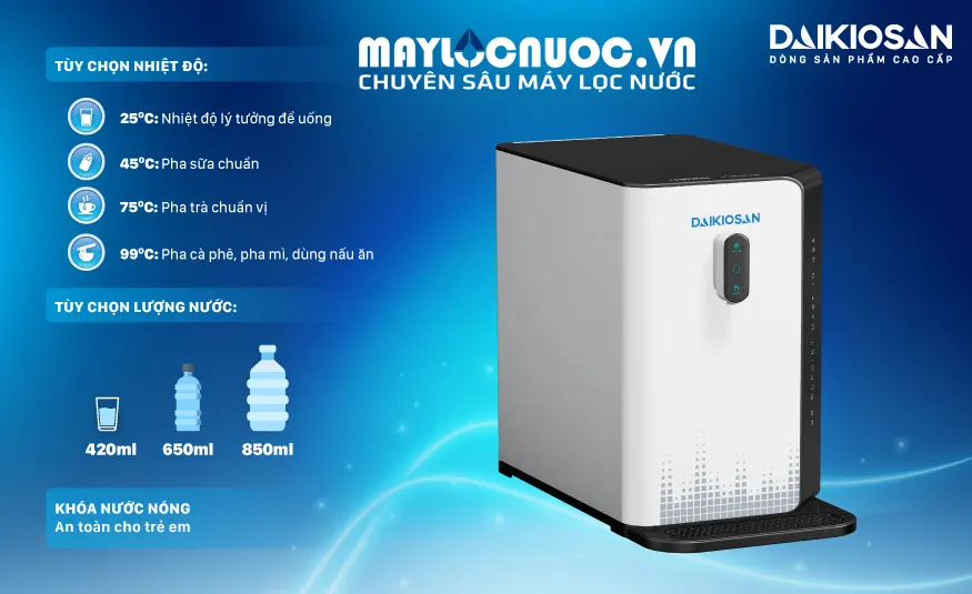 Máy lọc nước Ion kiềm nóng nguội Daikiosan DSW-32606KB