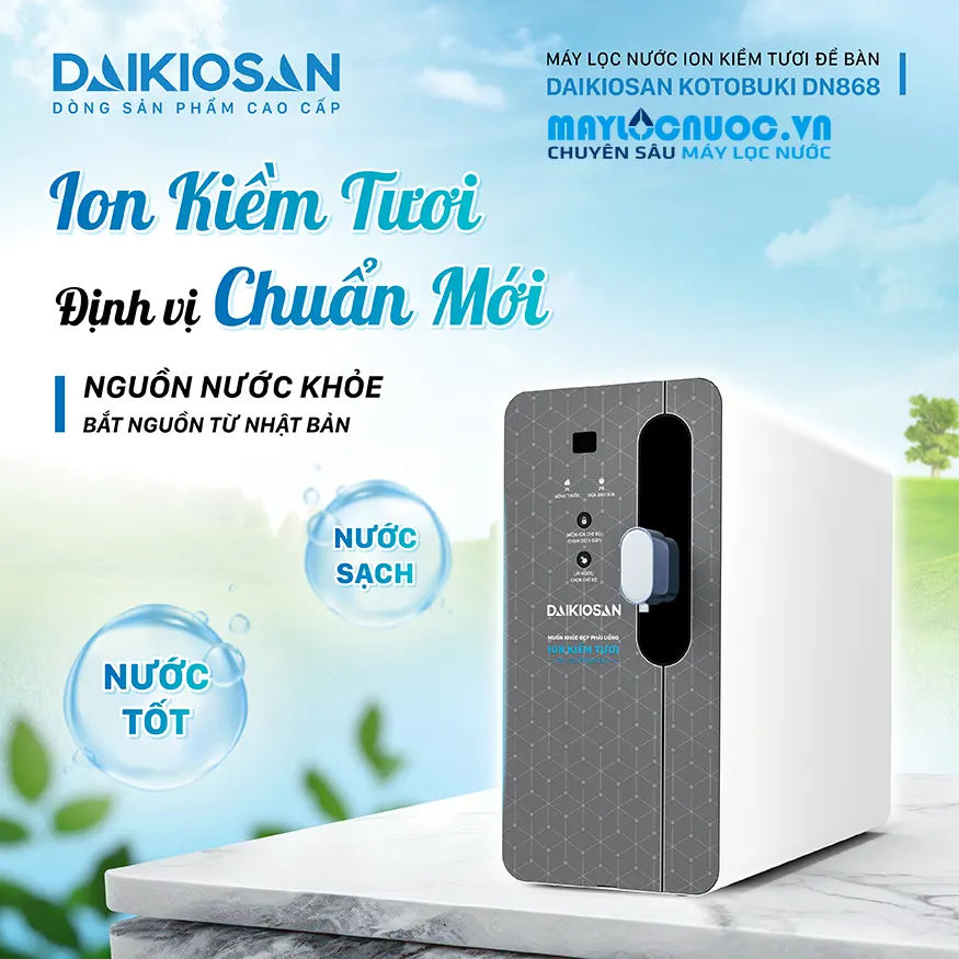Máy lọc nước ion kiềm tươi để bàn Daikiosan DN868 - 7 lõi lọc