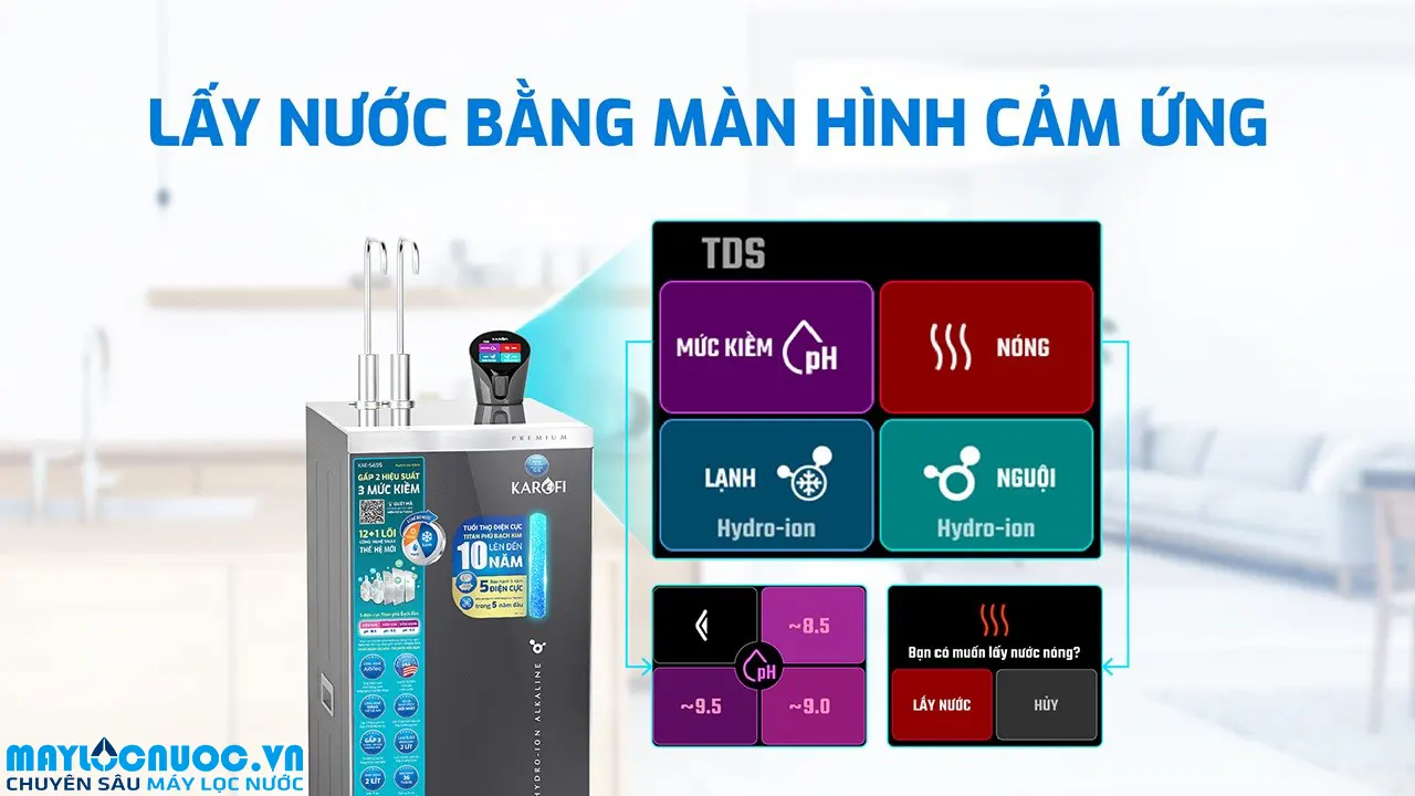 Máy lọc nước nóng lạnh Hydro-ion kiềm Karofi KAE-S695