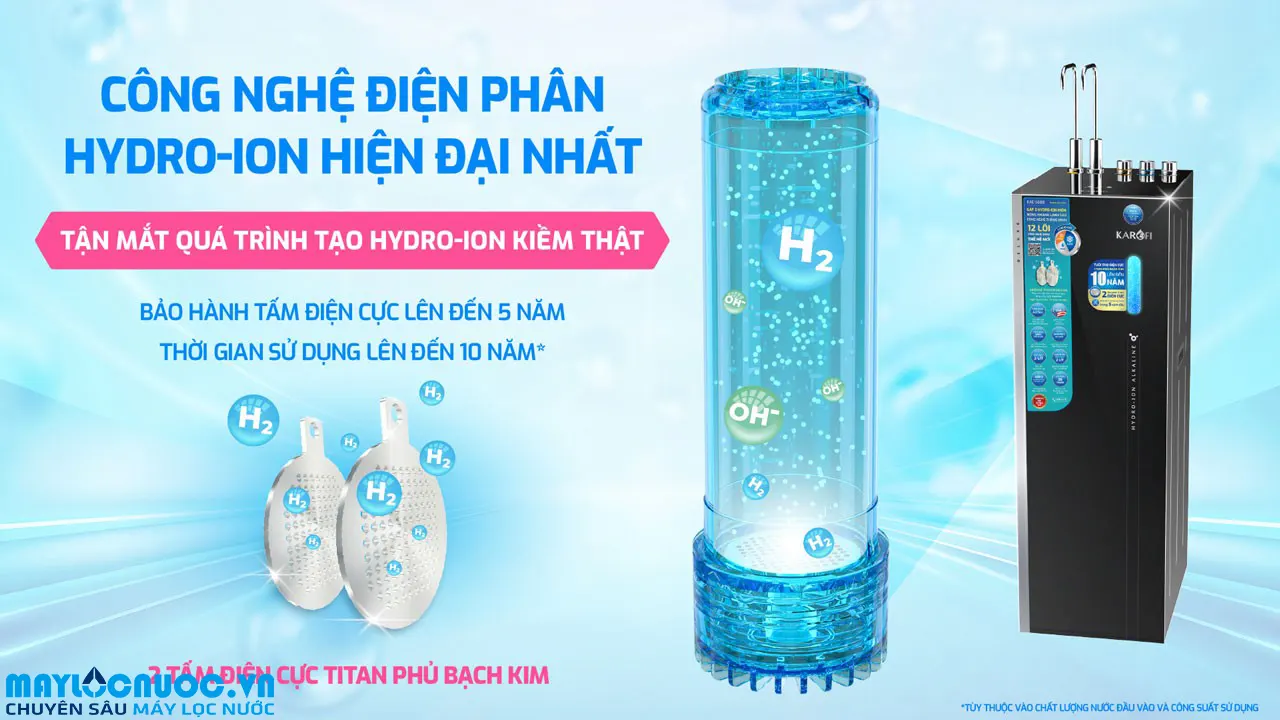 Máy lọc nước Hydro-ion kiềm nóng lạnh Karofi KAE-S688