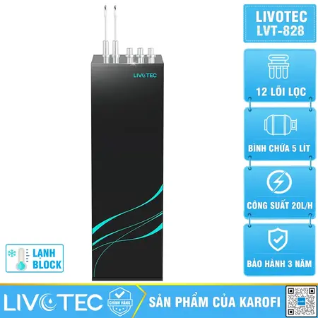 Máy lọc nước nóng lạnh Livotec 828 - 12 Lõi Lọc, Mẫu Mới 2026