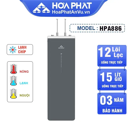 Máy lọc nước Hòa Phát nóng lạnh HPA886 - 12 lõi lọc
