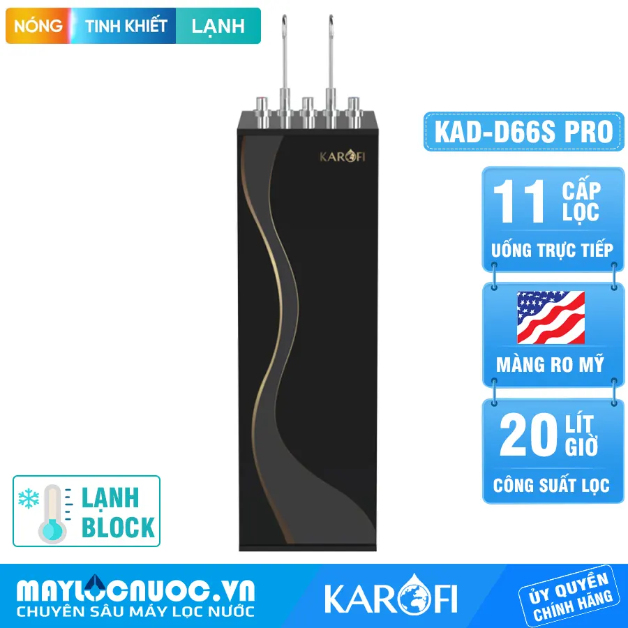Máy lọc nước nóng lạnh Karofi KAD-D66S PRO - 11 Lõi Mới 2024