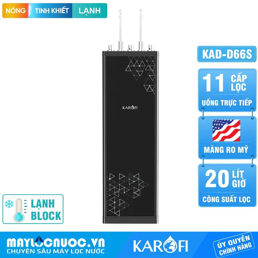Máy lọc nước nóng lạnh Karofi KAD-D66S - 11 Lõi Mới 2024