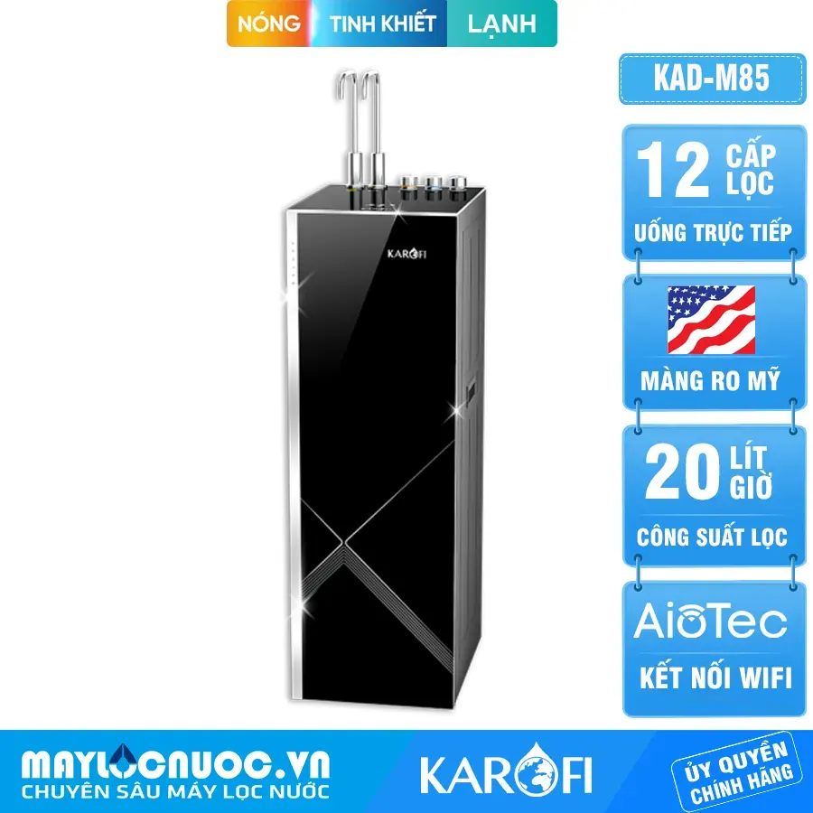 Máy lọc nước nóng lạnh Hydro-ion kiềm Karofi KAE-S86 - 12 Lõi
