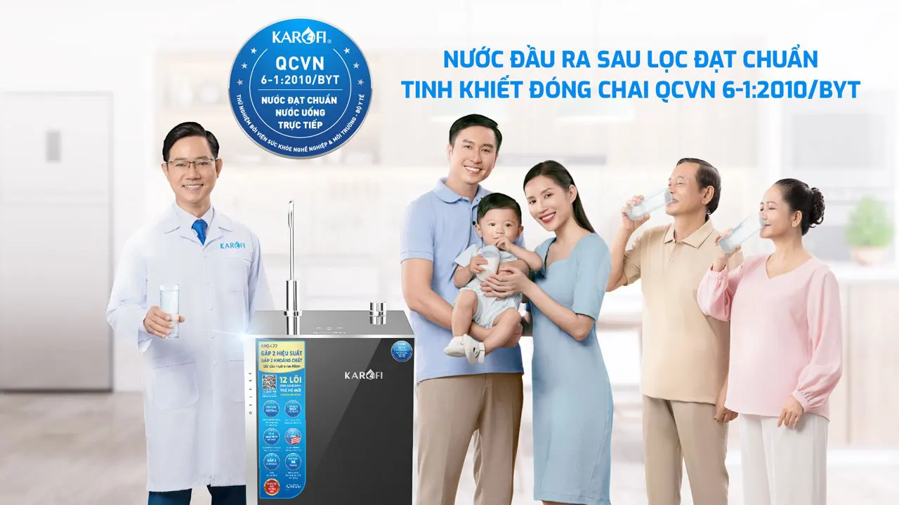 Chuẩn nước uống đóng chai máy lọc nước Karofi KAQ-L22