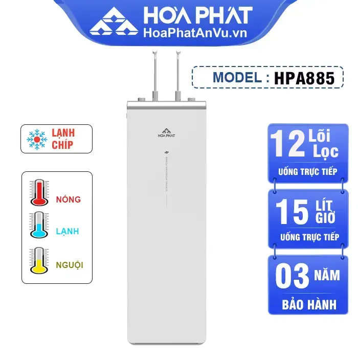 Máy lọc nước Hòa Phát nóng lạnh HPA885 - 12 lõi lọc