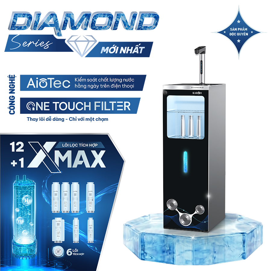 Máy Lọc Nước Nóng Lạnh Karofi DIAMOND SA66 Hydro-ion Kiềm Chất Lượng Cao